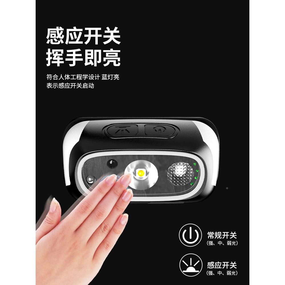 充头灯2VQF025新款强光超亮迷你小式感应头戴电户外长航夜钓鱼续