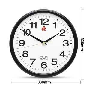 上海三398五牌挂家用客厅挂墙圆形钟简表约钟大气静音钟555石时英