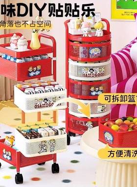 新款多巴胺小房推车用BX-08102零食置物架可动落地家客厅厨多层收