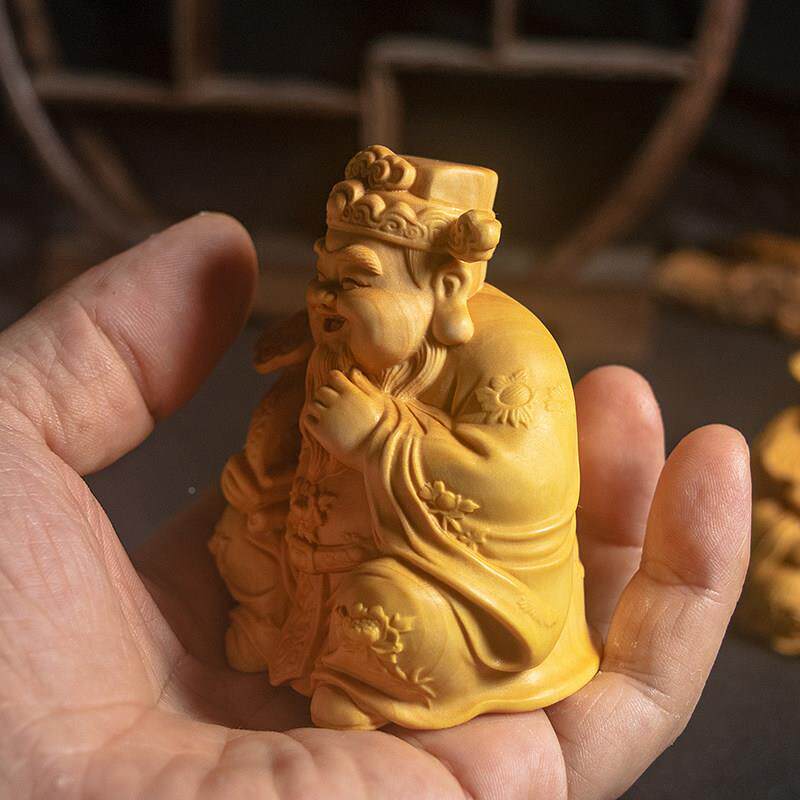 纳千金|件手把摆随身小叶黄杨雕财笑GRK神男士手木工艺品文玩