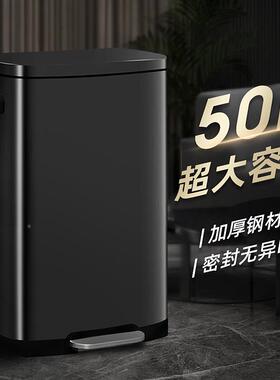 垃圾桶家用厨客厅款不HSDF-136锈钢商用20号24新脚踩带房盖大容量