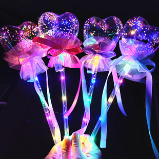 网红LED发光星空球儿童爱心波波球棒闪光玩具魔法仙女棒夜市礼品