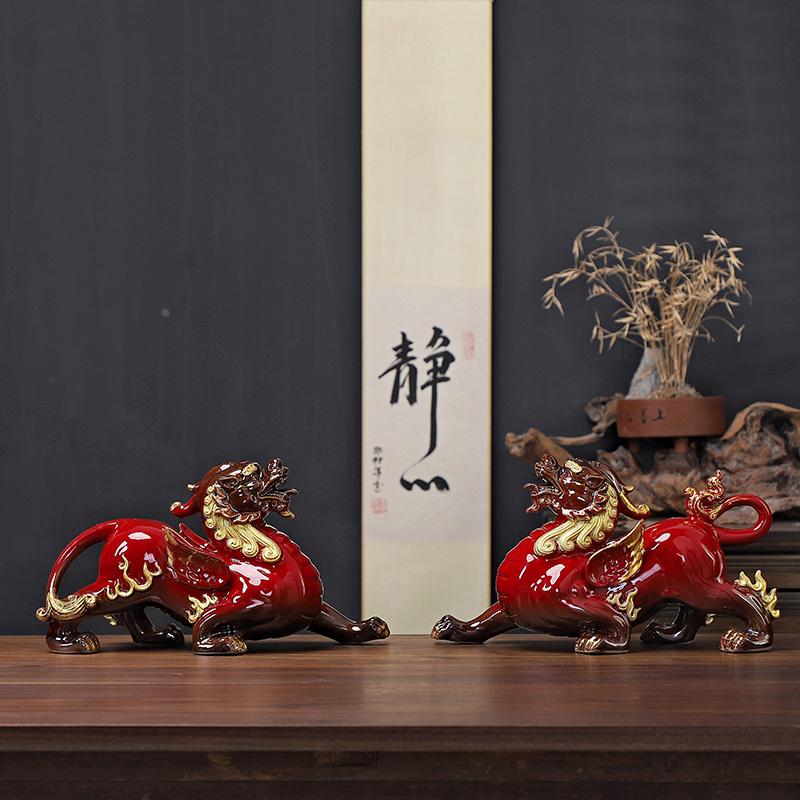 陶瓷大号貔貅一对招财摆件家居玄关招财聚财店铺公司装饰开业礼品