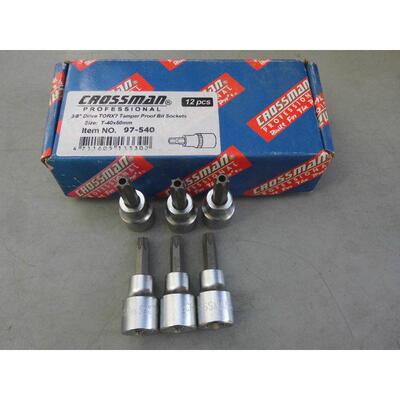 进口货CROSSMAN美国十字牌3/8中飞花形带批头套筒星型中孔起子头