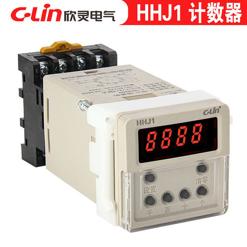 欣灵计数器HHJ1按键型4位数显带停电记忆 NCFR模式可调可配传感器