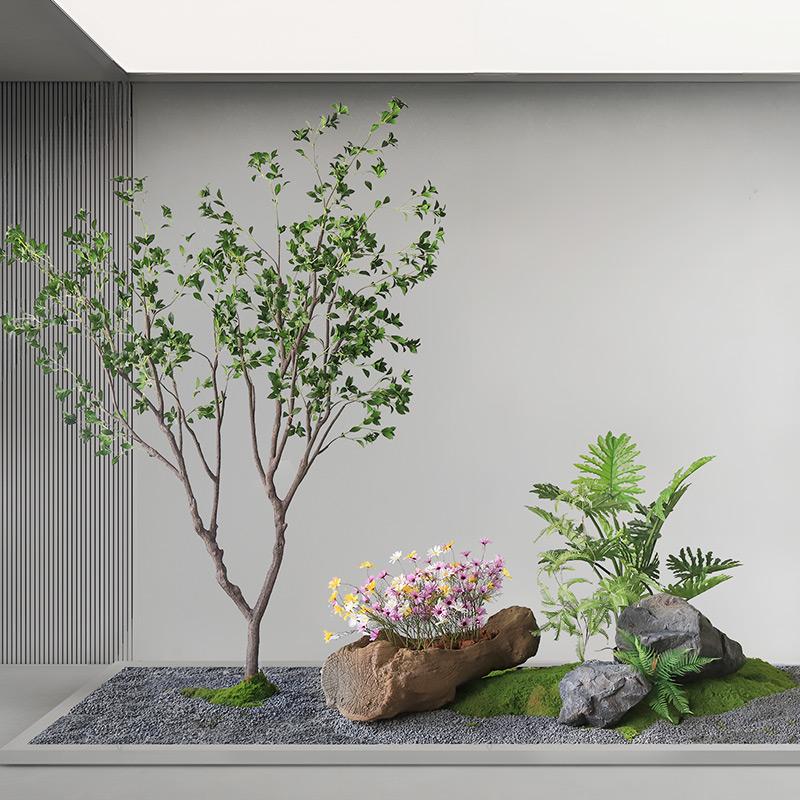 成套造景室内大型绿植景观马醉木仿真植物酒店新中式禅意茶室装饰