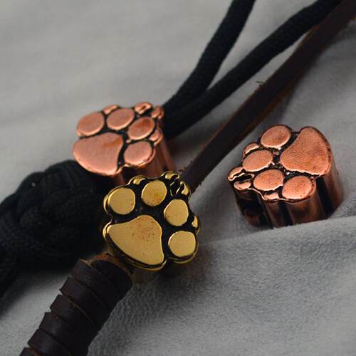 Steel flame paw黄铜钢火狗爪印黄铜刀坠 伞绳吊坠紫铜EDC绳坠件