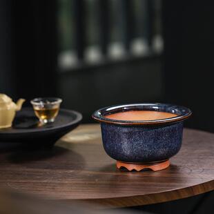 玖紫轩秦夕洪紫砂花盆精品红均釉姬月季金边矮种石榴柏树老桩竹子