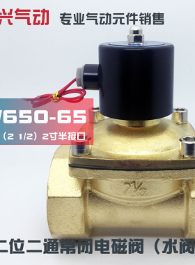 2W650-65电磁阀 DN65 80开关阀门 2寸半全铜常闭水阀气阀220V24V