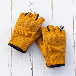 复古摩托车半指皮手套男女夏季机车骑行山羊皮防摔防滑透气刘伯初