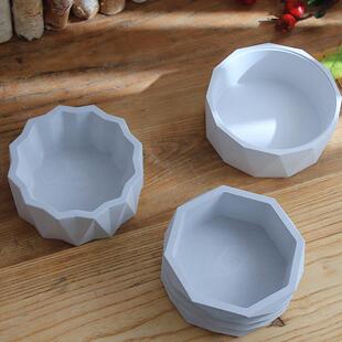 DIY滴胶模具大圆收纳盒菱形花纹多肉花盆硅胶模具水泥混凝土石膏