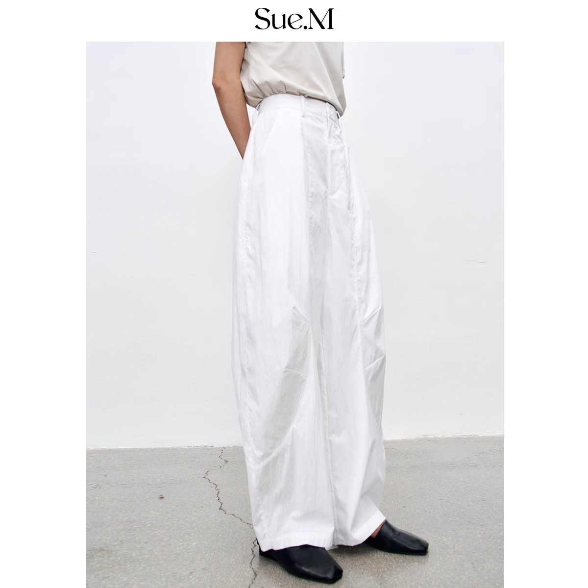 Sue.M阔腿裤女新日式2025夏季新款皱宽松高腰休闲气球长裤香蕉裤,女装/女士精品,休闲裤,淘宝优惠券,粉丝福利购,淘宝优惠卷