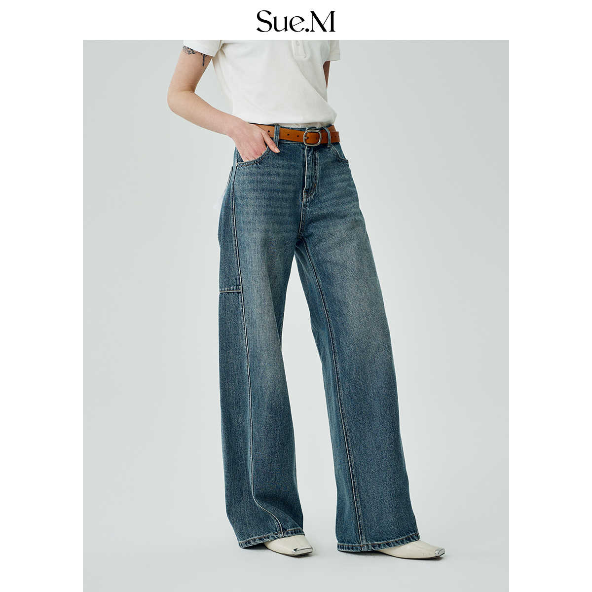 进口ORTA弯刀牛仔裤全棉显瘦