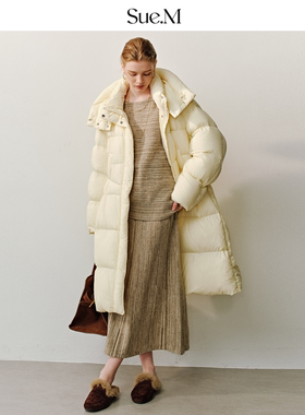 Sue.M 进口95白鹅绒云感解构长款泡芙鹅绒服冬季女款25加厚羽绒服