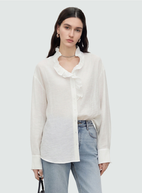 Sue.M  法式巴洛克波浪荷叶边领衬衫26春新款松弛感通勤白衬衣女