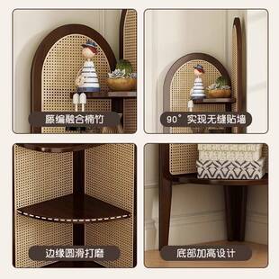 复TPV古实收木三角转角柜编书客厅多层纳柜房收纳藤置物卧室拐墙