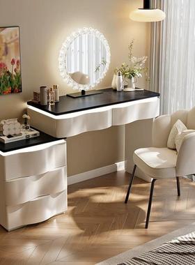 新款简约现代轻化奢卧室桌奶小户型梳妆台床头收纳柜油转FTZ角妆
