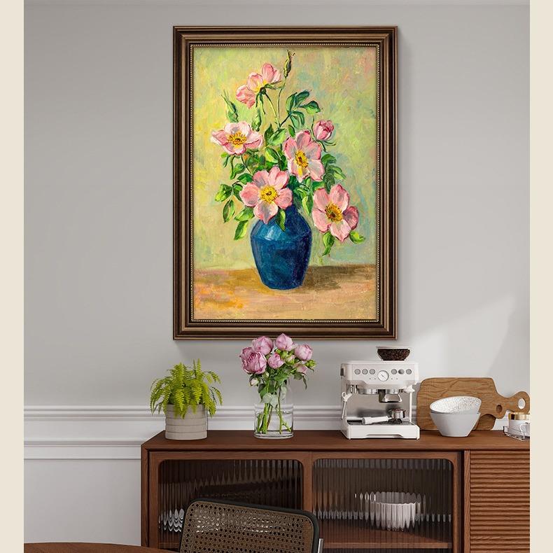 入户玄关装饰画酒店走廊过道壁画美式客厅挂画欧式复古花卉牡丹花图片