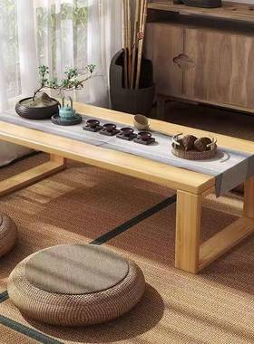 实木式茶桌家用卧SDN室榻日榻炕桌坐窗台阳台小米茶几飘地窗喝茶