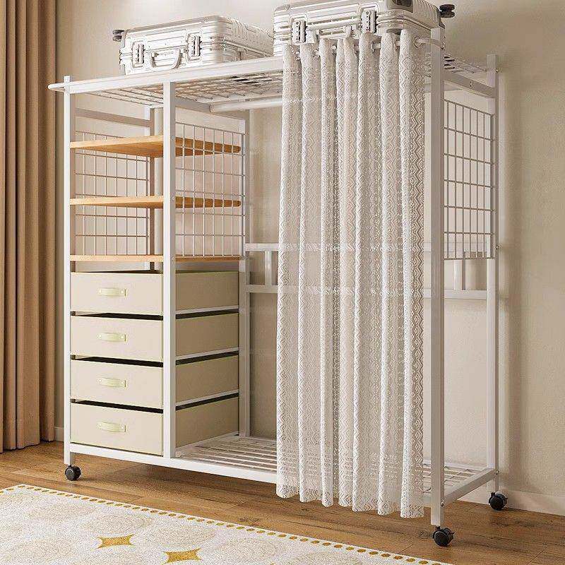 易衣柜实卧室家用组装货架结耐用简约开放防式尘帘简衣帽间IHO柜