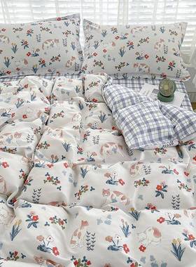 小新纯棉四件套单清品套0支全棉学被IWY生三6件套褥套双人被子罩