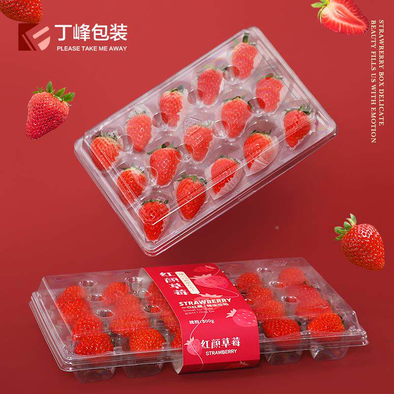 丁峰·草CLN塑草料装盒莓奶油莓白包草莓红颜草莓打包盒透明盖含