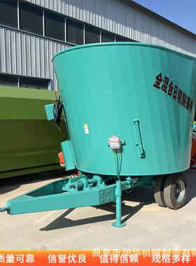 m牵引式t全日粮混合机马羊饲喂r草料预制机自动称重EYO粉碎牛搅拌