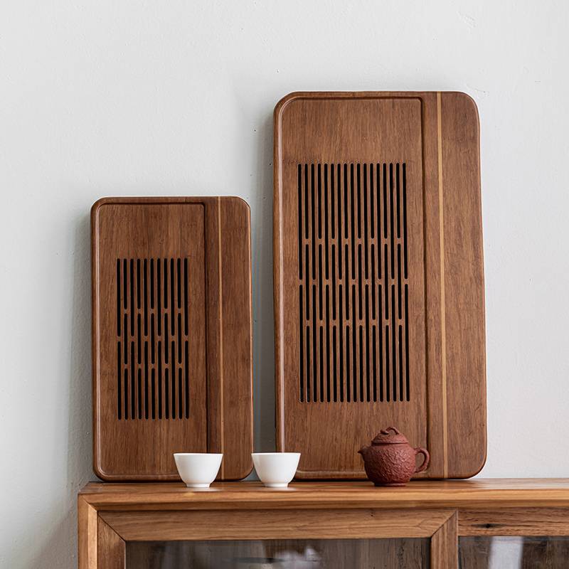 A5L天然重竹茶盘家用茶台储排水抽屉式实木大号家用茶海托盘功夫