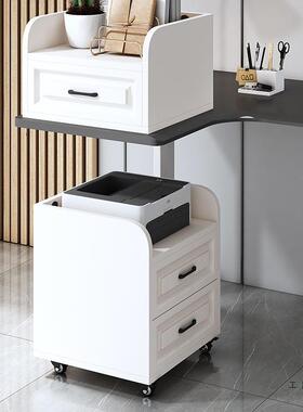 移动下打印机置物架多层板抽柜办公文桌屉件柜静收IPT音滑道纳桌