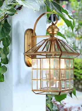 防太阳能户外全铜墅壁灯水欧式阳台外墙别庭院灯门柱大IMQ门两侧