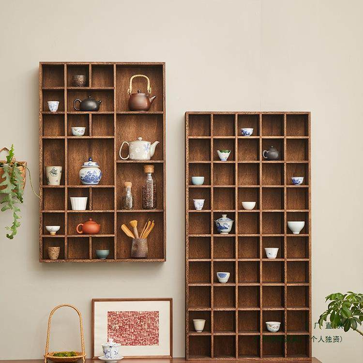 茶室博古985多宝阁茶具博收摆件纳置物架展实木示架桌面古架挂墙