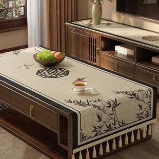 饰台F987J6HM 轻奢电视长条盖布2餐桌装 新中式 茶桌布客厅025柜新款