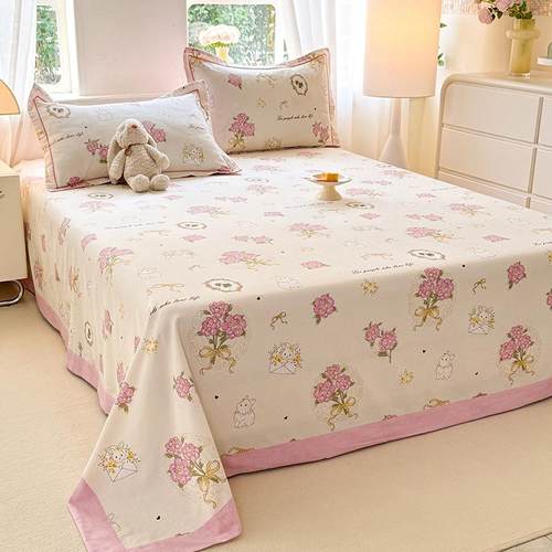 纯棉磨毛床单单件全棉10老粗布0单学生宿舍加厚被20250221人枕三