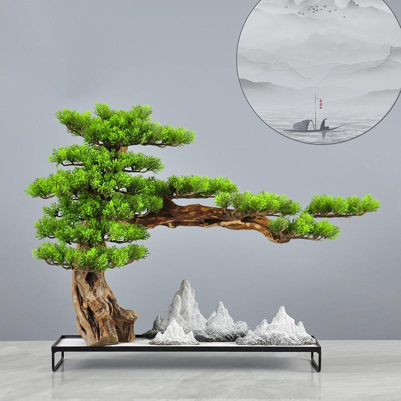 新观中家居摆件创意迎HEO式客松山枯山水景摆件酒店客厅玄关假装