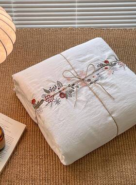 A学类中式刺绣款水洗棉柔三软生宿新舍件套OBX被套被罩床单款四件