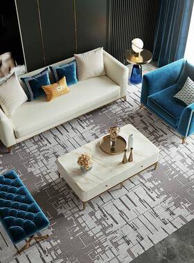现人位皮艺白三色沙发简约客厅不锈钢蓝色丝绒TMP脚后踏沙发代整
