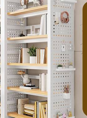 书架落地置物架多层柜简易木收纳架洞物洞板铁艺书XZA钢柜储置物