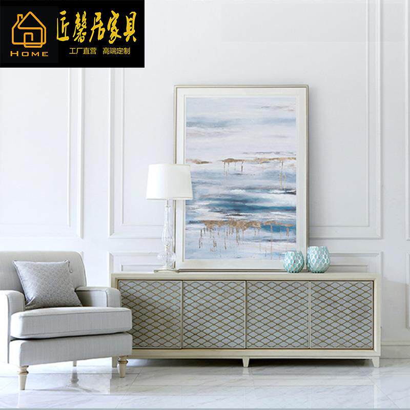 法式电视柜DAR桦木客厅小纳户型视地柜白色彩绘电视地柜柜收听柜