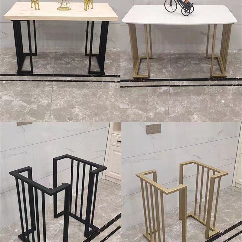 定制吧台桌腿支架大板餐桌书桌会议办公桌电脑岩板底座金色支撑脚