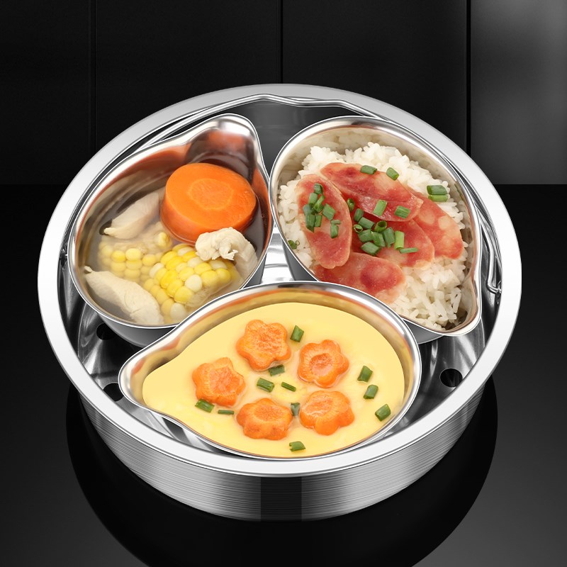 带盖31不锈钢蒸碗宝宝辅食扇形蒸盒电饭煲蒸菜碗家用蒸格盘