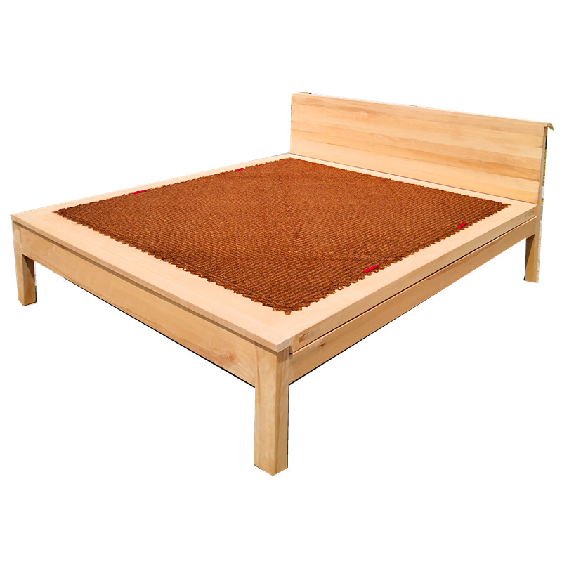 榉木棕绷床经济型实木床架老式板床无油漆m定制.米