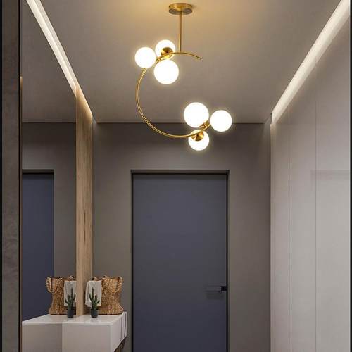 北欧风格阳台过道走廊简约餐厅灯吧台LED卧室奶白魔豆LED吊灯