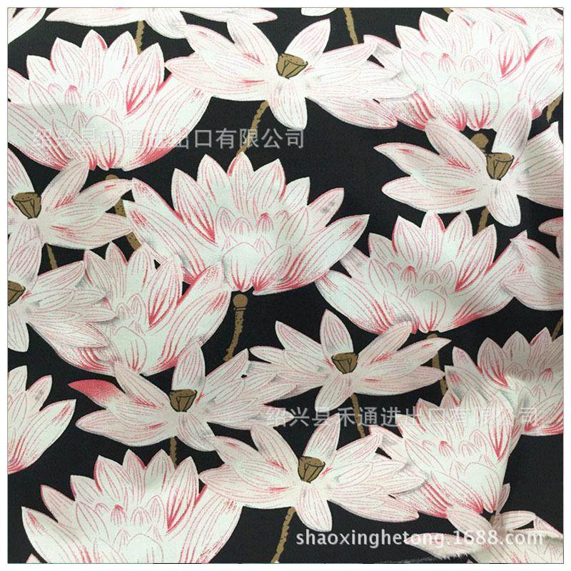 国风唐风厂家直销全棉弹力府绸活性印花连衣裙旗袍布料水墨荷花,纺织面料/辅料/配套,印花面料,淘宝优惠券,粉丝福利购,淘宝优惠卷