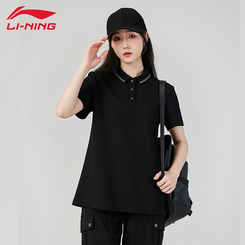 李宁速干POLO衫女子夏季新款T恤凉爽排湿透气宽松运动短袖APLU192