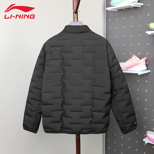 李宁轻薄排骨羽绒服男短款 立领保暖鸭绒健身运动外套AYMV219 冬季