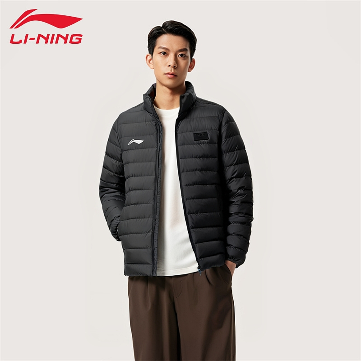 李宁国旗短款排骨羽绒服男冬季新品防风保暖休闲运动外套AYMV135