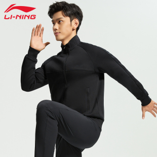 李宁春季新款男子大码开衫卫衣舒适胖子上衣外套透气轻便运动服男