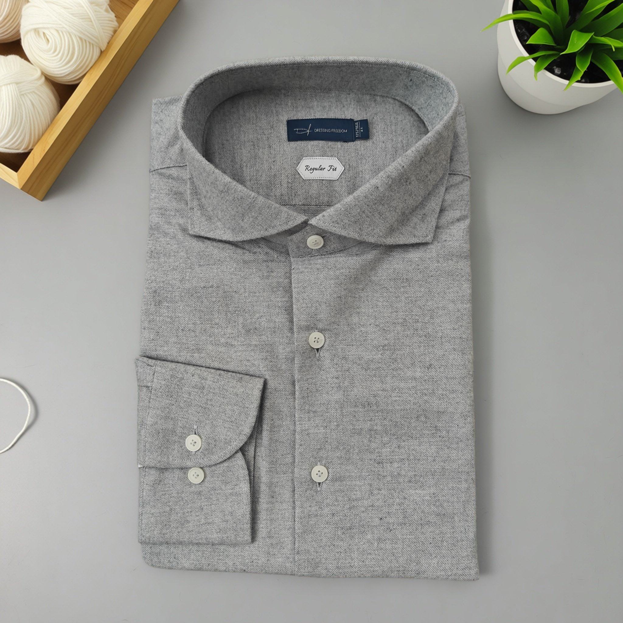 【棉&山羊绒】秋冬柔软磨毛衬衫休闲男士长袖纯色衬衣