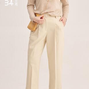 SS2508全码 34三思大码 棉有型牛仔质感显瘦长裤 万能直筒百搭裤 女装