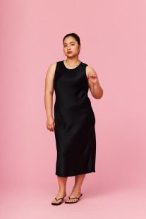 女装 全码 重磅醋酸日常修身 中长裙连衣裙SS2417 斜纹 34三思大码